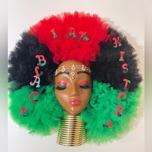 Handmade Afrocentric 3D Wreath/Wall Decor “I Am Black History”